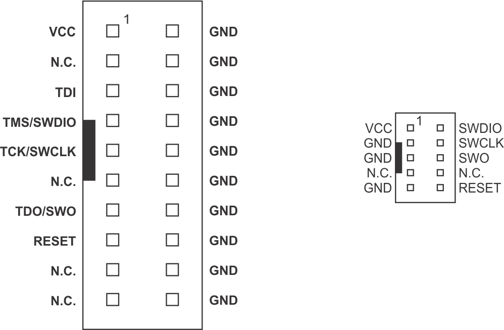 JTAG (20-pin) to SWD (10-pin) cable adapter board with 150 mm 10-pin cable - Image 2