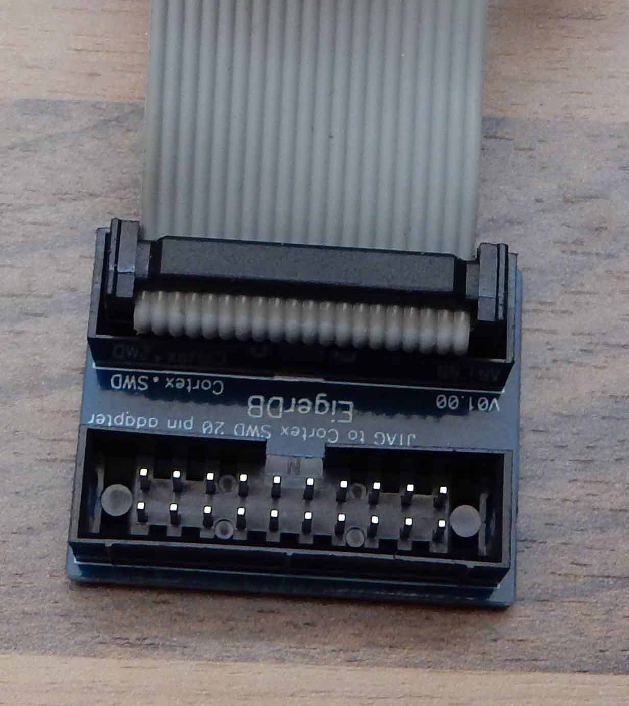 JTAG (20-pin) to SWD (20-pin) cable adapter board with 20-pin cable